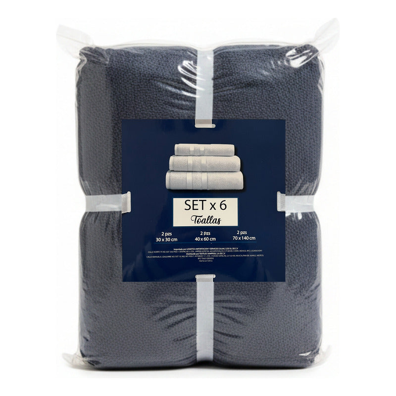 Juego De Toallas De Microfibra  Premium Absorbentes Y Suaves Negro Cuerpo-manos Y Facial Merengo Lisa