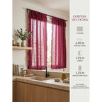 Juego De Cortinas 2 Paneles 2.50x1.95 De Ventana Transparent Vino