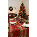 Mantel Navideño Leonora Rectangular 150x250 De Alta Calidad. Bordó Noche Buena Rama