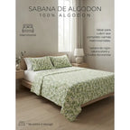 Juego De Sabana Matrimonial 100% Algodón Suaves Y Frescas Verde Claro Floresta Verde