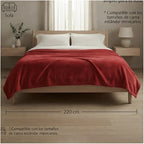 Cobertor Frazada Matrimonial Textura Durazno Lisa Calientita Roja Lisa 700 G Rojo