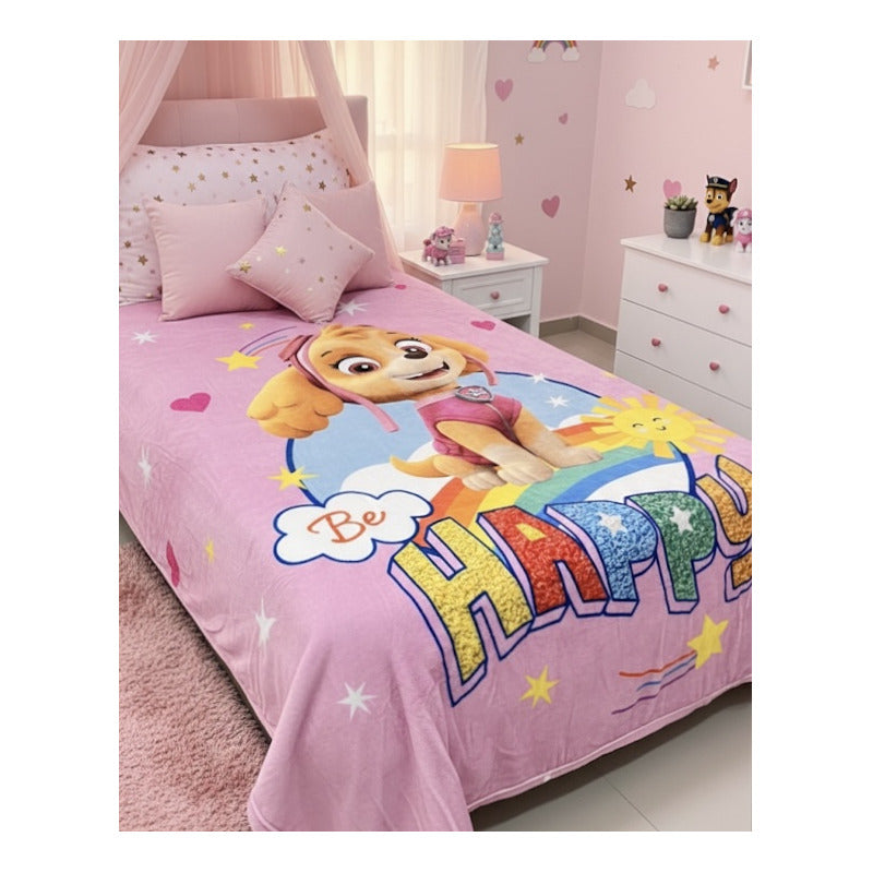 Frazada Providencia Disney Matrimonial Super Calientita Paw Patrol Rosa