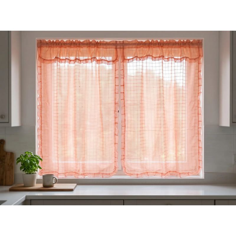 Juego De Cortinas 2 Paneles 2.50x1.95 De Ventana Transparent Melon