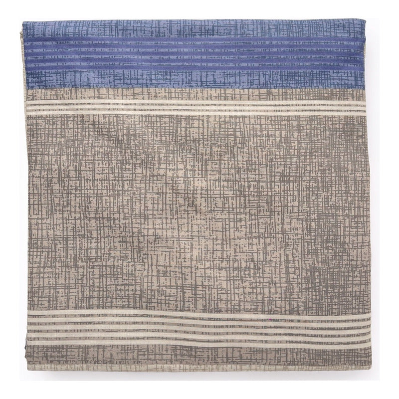 Juego De Sabanas King Size Leonora Percal Algodón 144h. Gris Rayas Azules