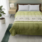Cobertor Doble Vista Micro Grabado Amanecer Matrimonial Verde Mándala Verde Lima
