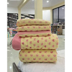 Juego De Sabanas Franela Mariol 100% Algodón King Size Amarillo Mini Flor Amarilla