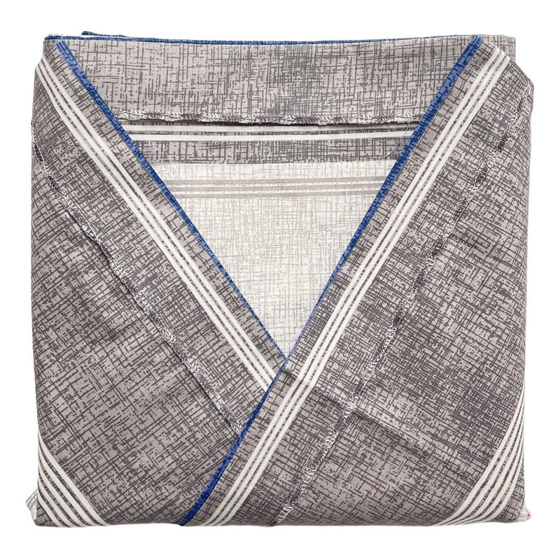 Juego De Sábanas Matrimonial Algodón Percal 144 Hilos-fresca Gris Rayas Azul