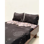 Juego De Sabana Matrimonial Leonora Tacto Suave Y Fresco Negro Circular Pop