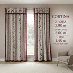 Cortinas Estampadas Para Ventana Con Forro Interior 2.9x2m Terracota