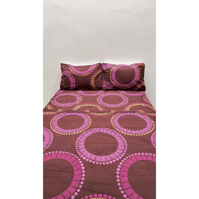 Juego De Sabana Matrimonial Leonora Tacto Suave Y Fresco Violeta Circular Pop