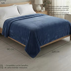 Cobertor Frazada Matrimonial Textura Durazno Lisa Calientita Azul Noche Liso 700 G Azul Oscuro