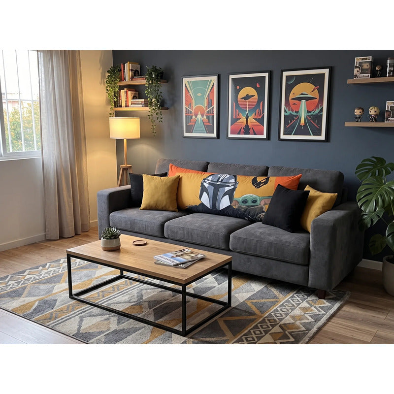 Almohada Providencia Super Jumbo The Mandalorian Doble Vista Naranja