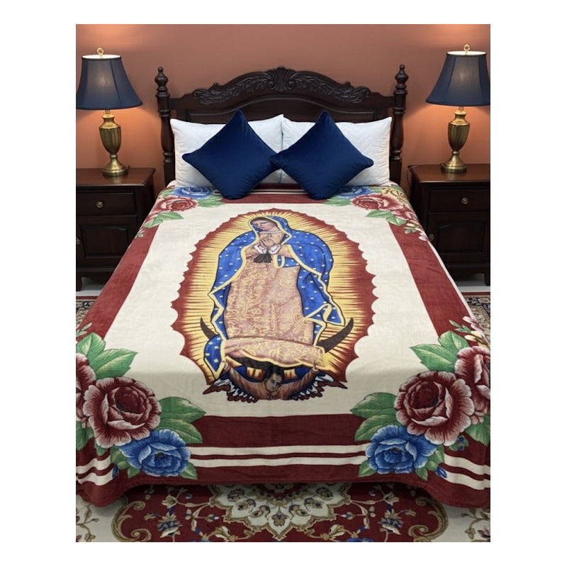 Frazada Providencia Matrimonial Super Calientita Virgencita De Guadalupe Dorado Oscuro