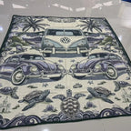 Colcha De Hilo Jacquard Leonora Premium Matrimonial Amplia Índigo Ban Morado/ Verde