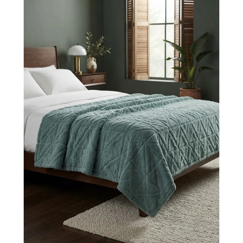 Cobertor Providencia Jacquard Ovejita Super Calientita Triangulos Verde 880 G Turquesa