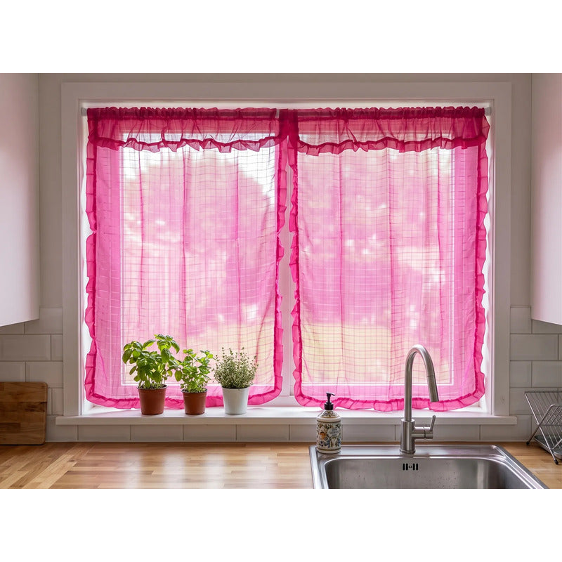 Juego De Cortinas 2 Paneles 2.50x1.95 De Ventana Transparent Fuchsia