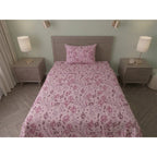 Juego De Sábana Bramante Individual Amanecer 100% Algodón Rosa Floresta Rosa