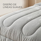 Edredón Matrimonial Acolchado Doble Vista Textura Térmica Gris Piel De Conejo