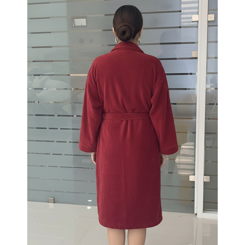 Bata De Baño Leonora Rasurada 100% Algodón Super Absorbente Rojo M-l