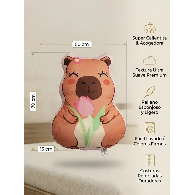 Almohada Suave Decorativa Colección Especial- Capibara Chocolate