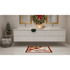 Kit Navideño: Camino De Mesa, Pie De Árbol, Fundas Y Tapete Beige Feliz Navidad