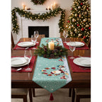 Kit Navideño: Camino De Mesa, Pie De Árbol, Fundas Y Tapete Turquesa
