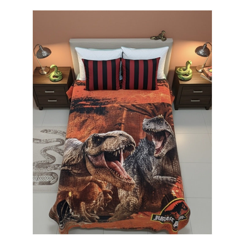Frazada Providencia Disney Matrimonial Super Calientita Jurassic Park Dorado
