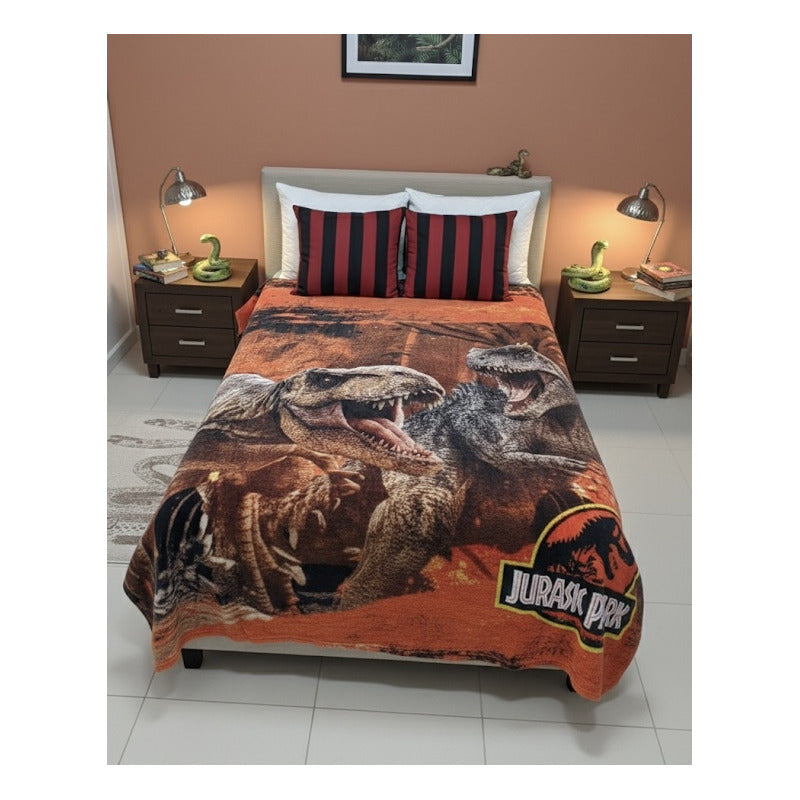 Frazada Providencia Disney Matrimonial Super Calientita Jurassic Park Dorado