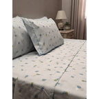 Sabana Hotelera Fátima 150 Hilos Matrimonial -- Cajón Amplio Azul Claro Margarita Azul