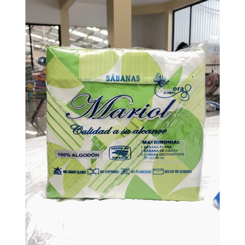 Juego De Sabana Matrimonial 100% Algodón Suaves Y Frescas Verde Lima Circular Verde