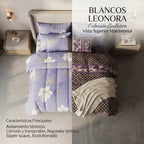 Set 6pzas Edredón Matrimonial Acolchado + Juego De Sabanas Lila/negro Lavanda Silvestre