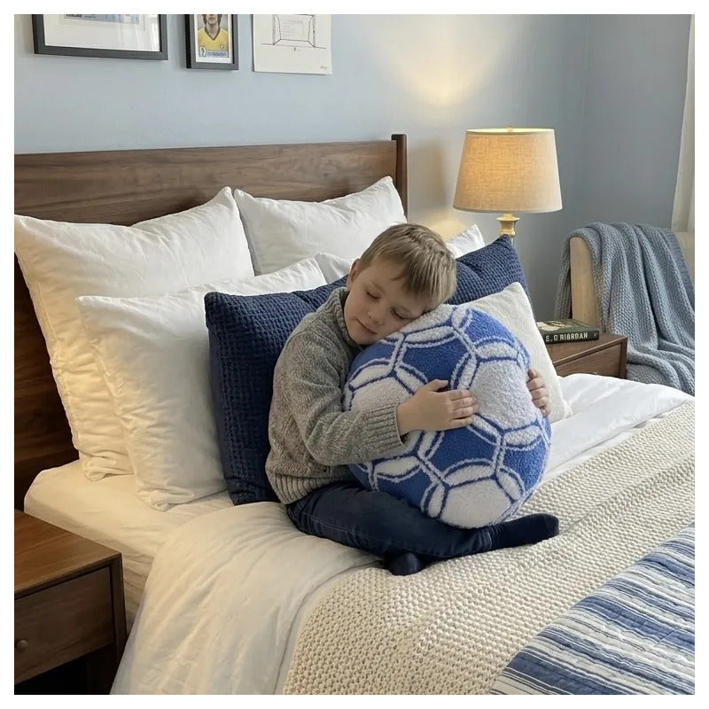 Almohada Ovejita Balón Futbol Grande 50x50cm Super Esponjoso Azul Marino