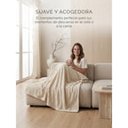 Cobertor Frazada Matrimonial Ligera Super Suave Y Calientita Rayado 700 G Beige