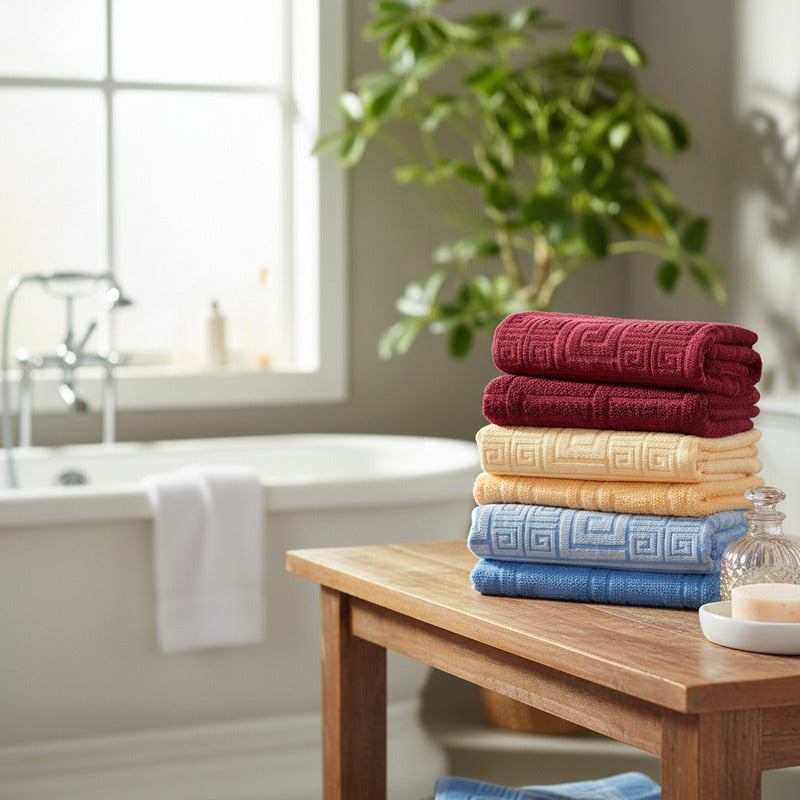 Tallas De Medio Baño 100% Algodón Super Absorbente Maya Azul Colección 3