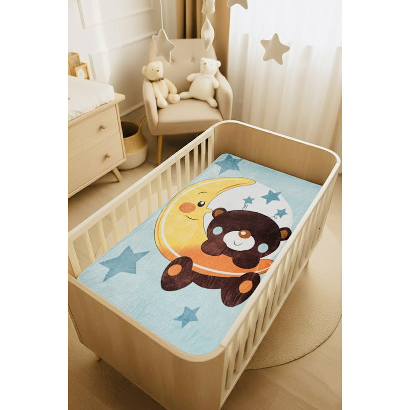 Cunero Baby Plus Leonora Para Bebe Térmico Y Super Suavecito Oso Y Luna Agua