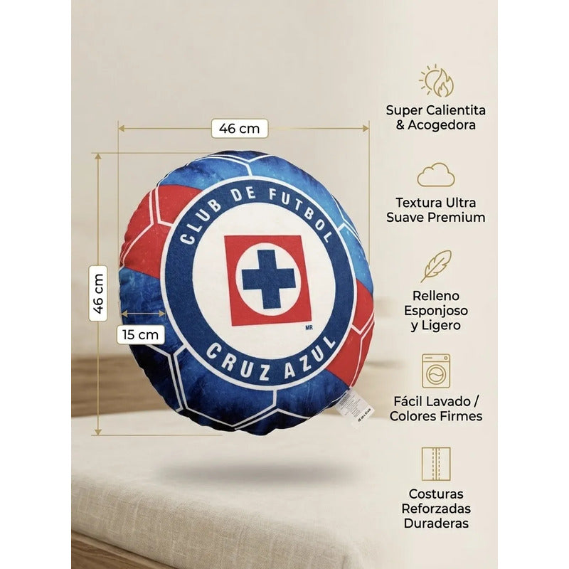 Almohada Providencia Equipos Balón De Cruz Azul Super Suave Azul