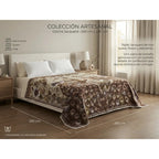 Colcha De Hilo Jacquard Leonora Premium Matrimonial Amplia Dorado Oscuro Pavorreal Café