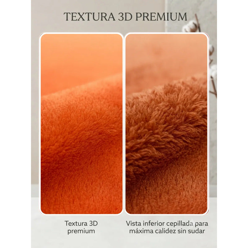 Cobertor Frazada Matrimonial Textura Durazno Lisa Calientita Mandarina Lisa 700 G Naranja
