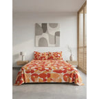 Juego De Sabanas Franela Mariol 100% Algodón Matrimonial Naranja Circular Naranja