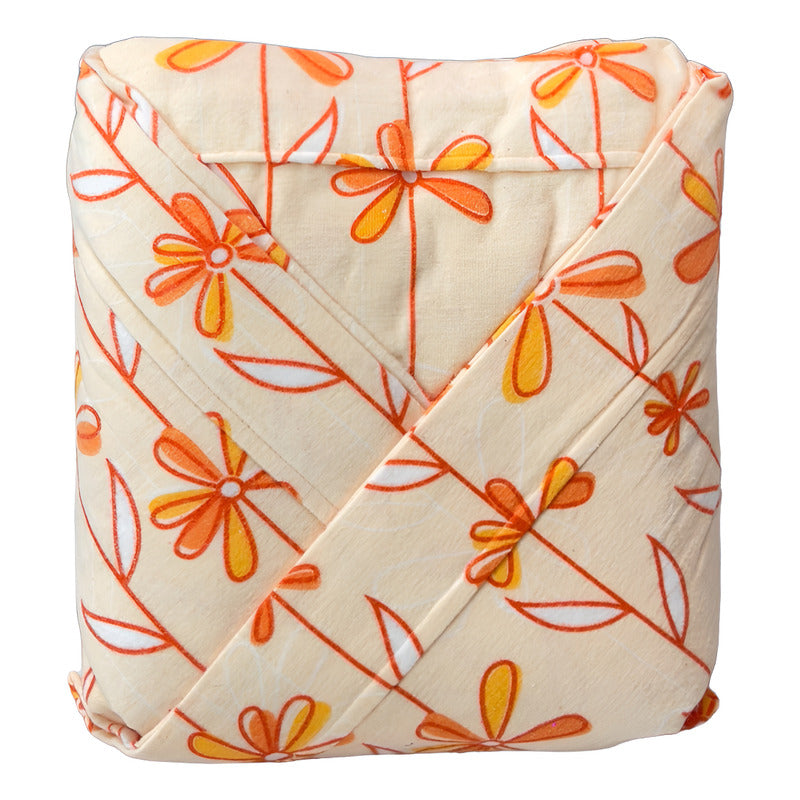 Juego De Sabanas Franela Mariol 100% Algodón Matrimonial Naranja Claro Cempasuchil