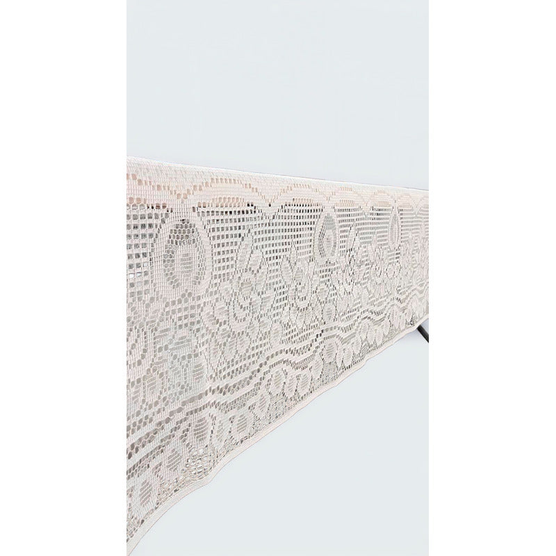 Mantel Calado Leonora 1.5×2.5 M | Elegancia Total Blanco Calado Rosas