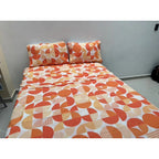 Juego De Sabana Matrimonial 100% Algodón Suaves Y Frescas Coral Circular Naranja