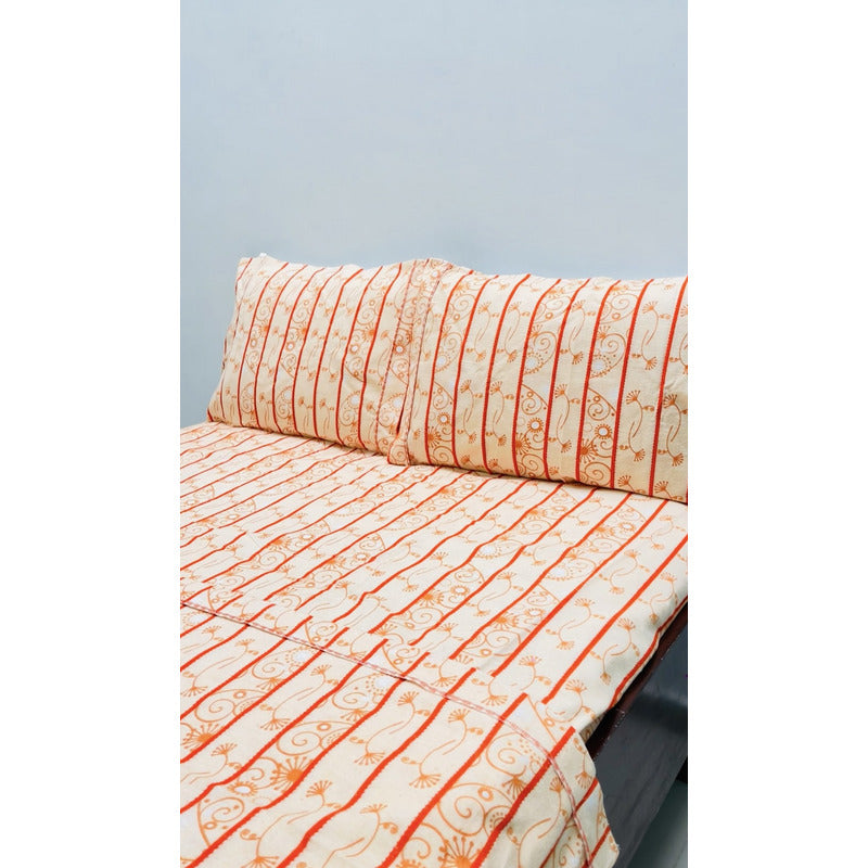 Juego De Sabanas Franela Mariol 100% Algodón Matrimonial Nude Mandarina Suave
