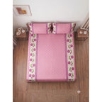 Sábana De Cajón Matrimonial +2 Fundas De Almohada Algodón Rosa Mini Flor Rosa