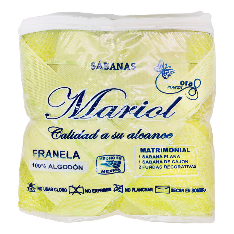 Juego De Sabanas Franela Mariol 100% Algodón Matrimonial Verde Claro Verde Soles_lunas