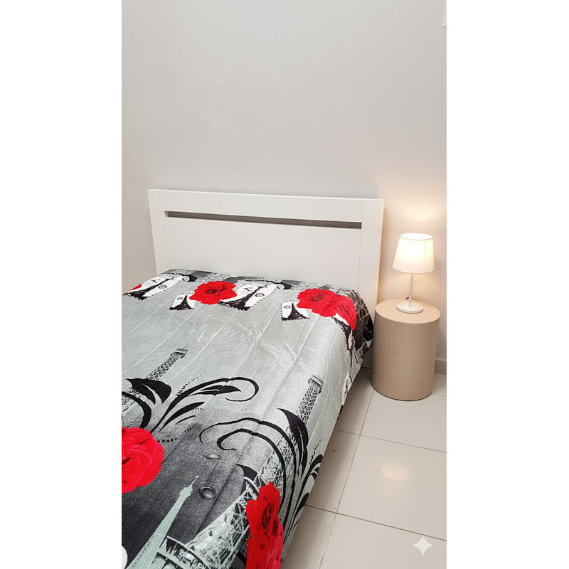 Cobertor Borrega Amanecer | Matrimonial, Suave Y Acolchado Paris Rojo Gris Oscuro