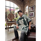 Jorongo Poncho Gaban Afelpado Unitalla Artesanal Grande Verde Guerrero Aguila 1mx1m