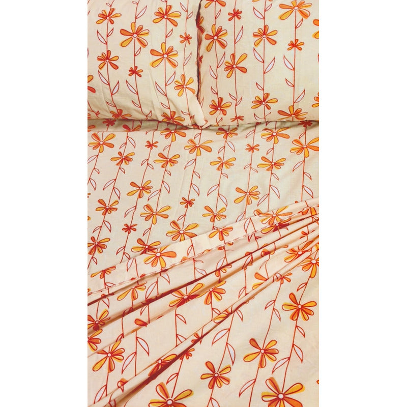 Juego De Sabanas Franela Mariol 100% Algodón Matrimonial Naranja Claro Cempasuchil
