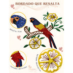 Sabana Matrimonial Lisa Bordada 100% Algodón-diseño Elegante Caqui Loro Bordado