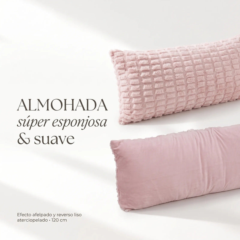 Almohada Providencia Super Jumbo Piel Jacquard Suave Rosa Pálido